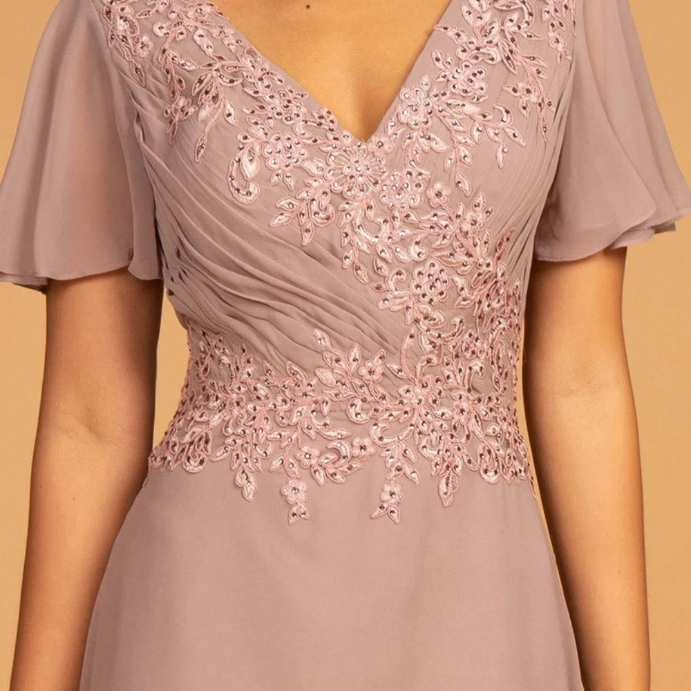 MOTHER OF THE BRIDE LONG GOWN DRESS GLS2520 MAUVE - Picture 2 of 5
